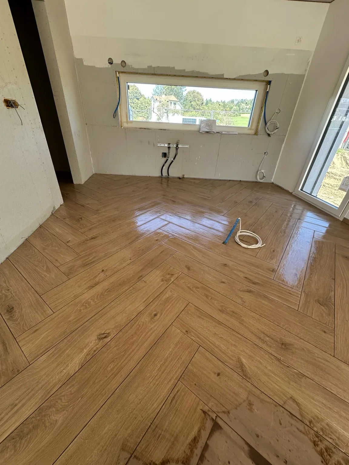 Carrelage imitation parquet en pose chevrons